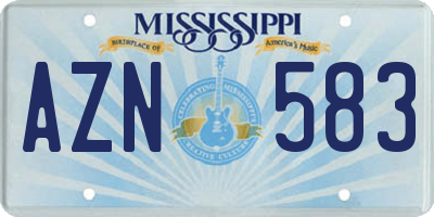 MS license plate AZN583
