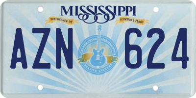MS license plate AZN624