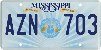 MS license plate AZN703