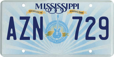 MS license plate AZN729