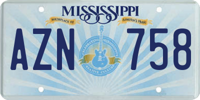 MS license plate AZN758