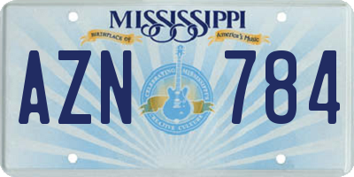 MS license plate AZN784