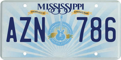 MS license plate AZN786