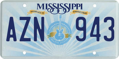 MS license plate AZN943
