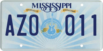 MS license plate AZO011