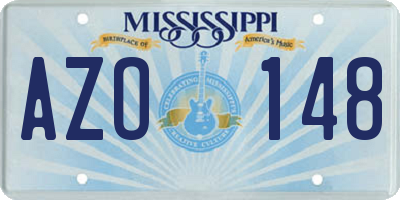 MS license plate AZO148