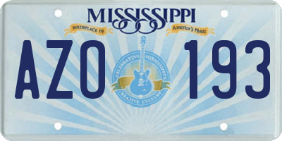 MS license plate AZO193