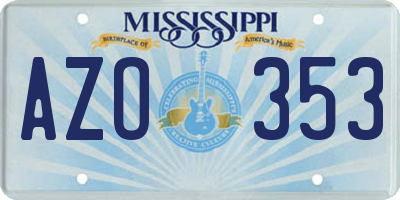MS license plate AZO353