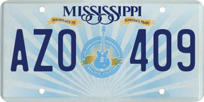 MS license plate AZO409