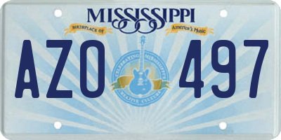 MS license plate AZO497