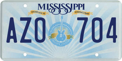 MS license plate AZO704
