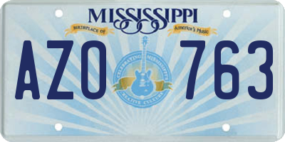 MS license plate AZO763