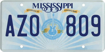 MS license plate AZO809