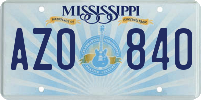 MS license plate AZO840