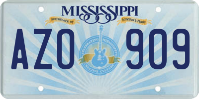 MS license plate AZO909