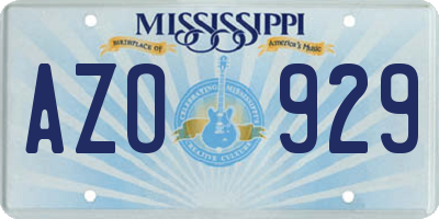 MS license plate AZO929
