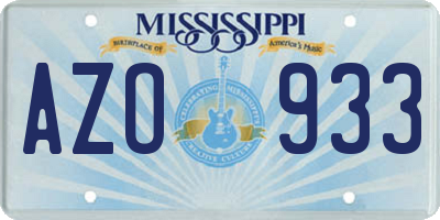 MS license plate AZO933