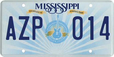 MS license plate AZP014