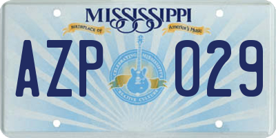 MS license plate AZP029