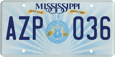 MS license plate AZP036
