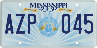 MS license plate AZP045