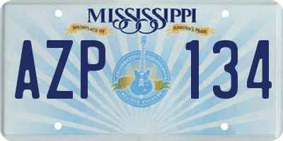 MS license plate AZP134