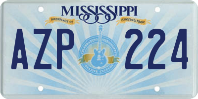 MS license plate AZP224