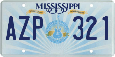 MS license plate AZP321