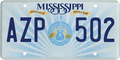 MS license plate AZP502