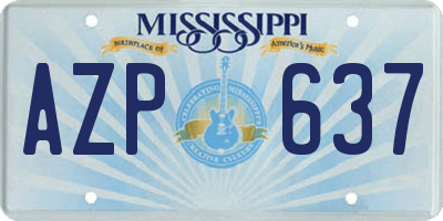 MS license plate AZP637