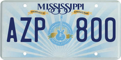 MS license plate AZP800