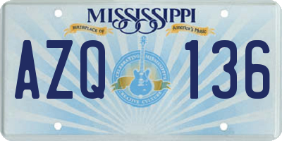 MS license plate AZQ136