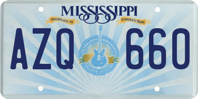MS license plate AZQ660