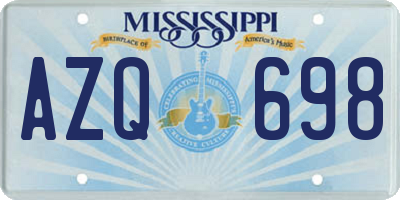 MS license plate AZQ698