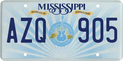 MS license plate AZQ905