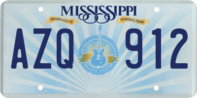 MS license plate AZQ912