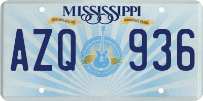 MS license plate AZQ936