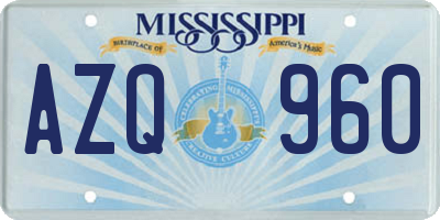 MS license plate AZQ960