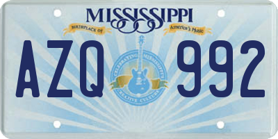 MS license plate AZQ992