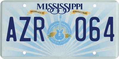 MS license plate AZR064