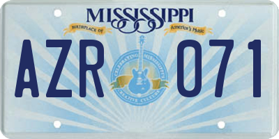 MS license plate AZR071