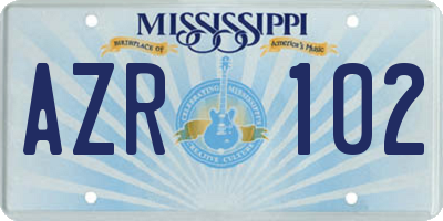 MS license plate AZR102