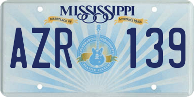 MS license plate AZR139