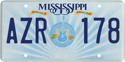 MS license plate AZR178