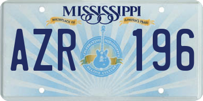 MS license plate AZR196