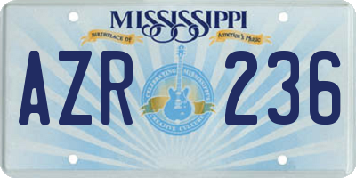 MS license plate AZR236