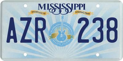 MS license plate AZR238
