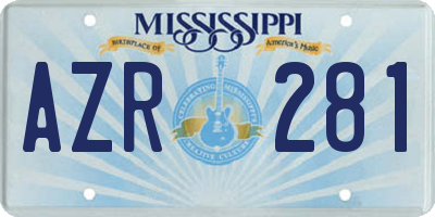 MS license plate AZR281