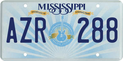 MS license plate AZR288