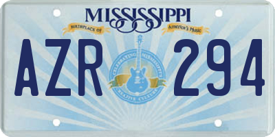 MS license plate AZR294